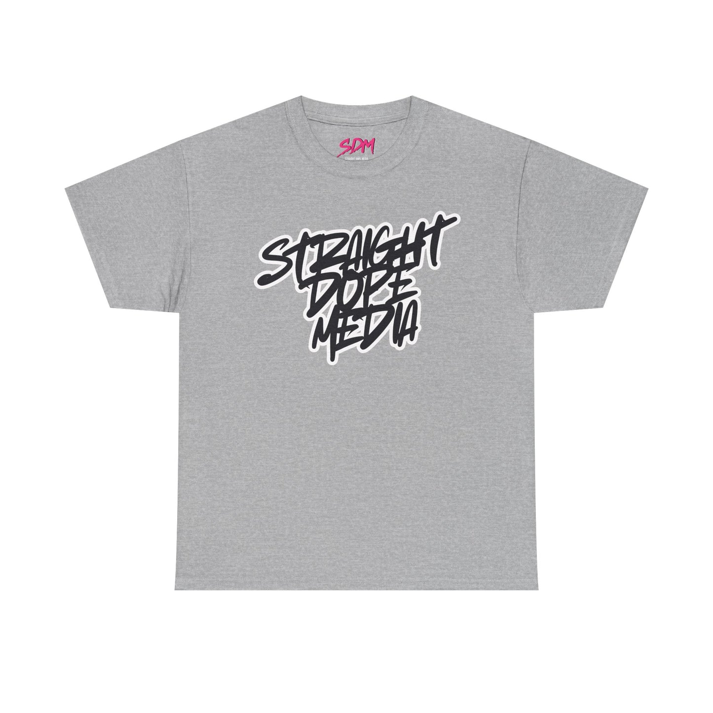 Straight Dope Media Graffiti Script Black Text Tee