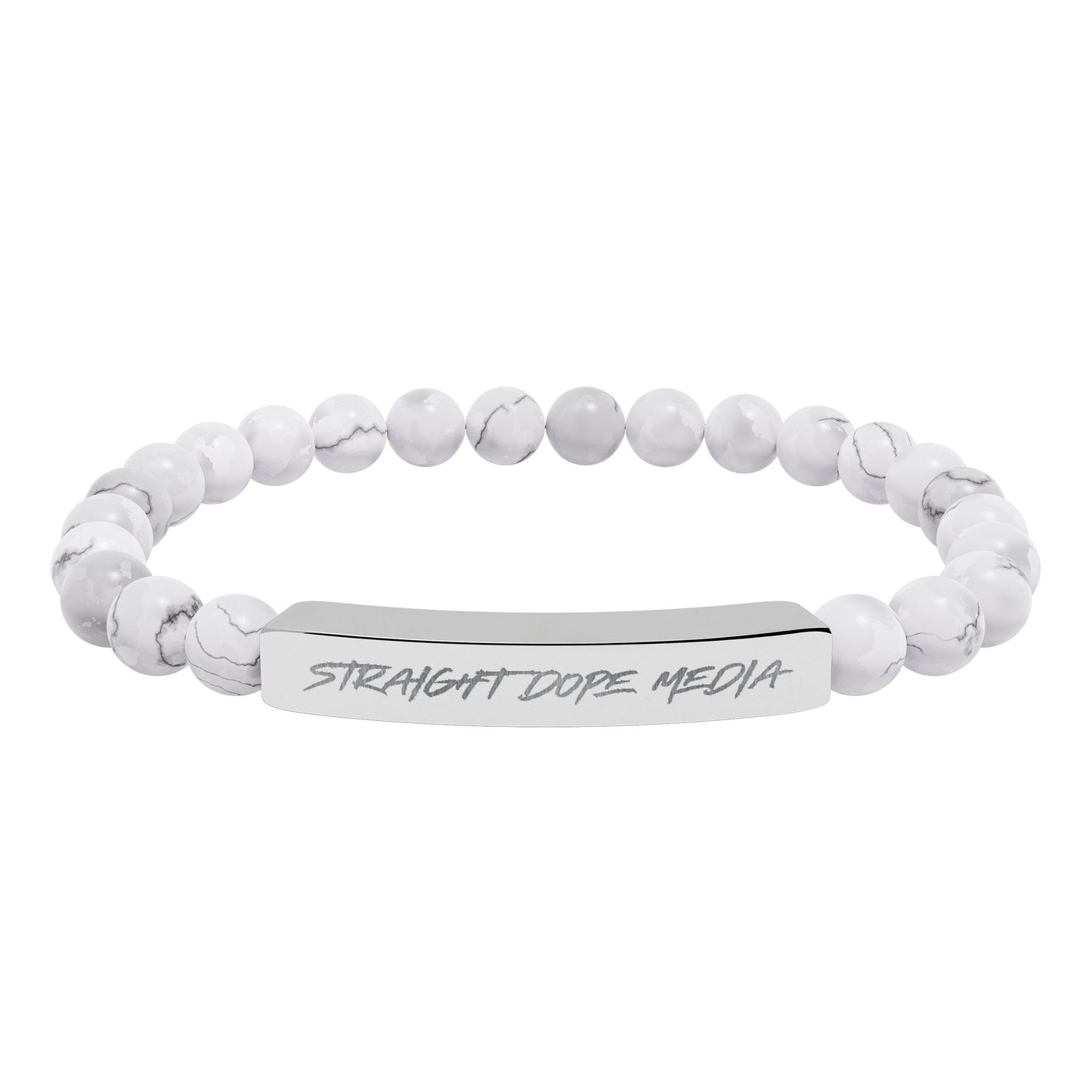 SDM Engraved Natural Stone Stretch Bar Bracelet