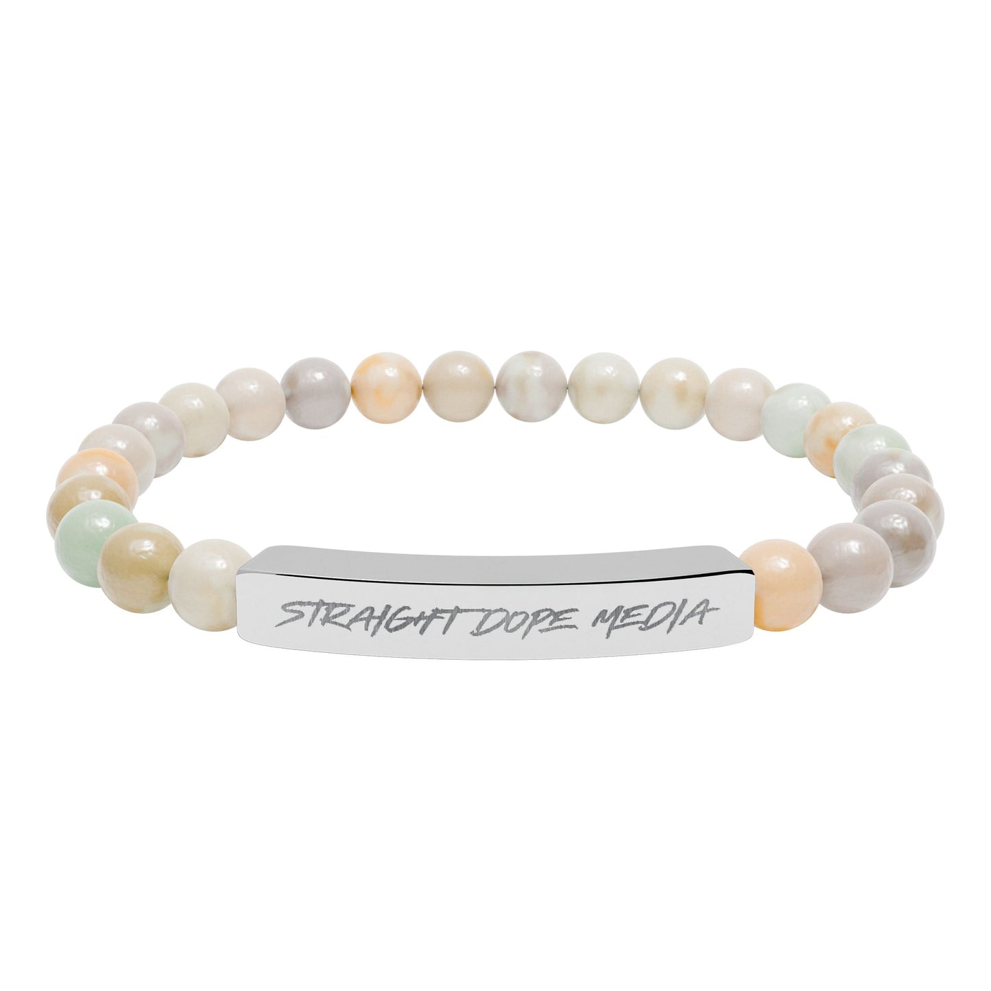 SDM Engraved Natural Stone Stretch Bar Bracelet
