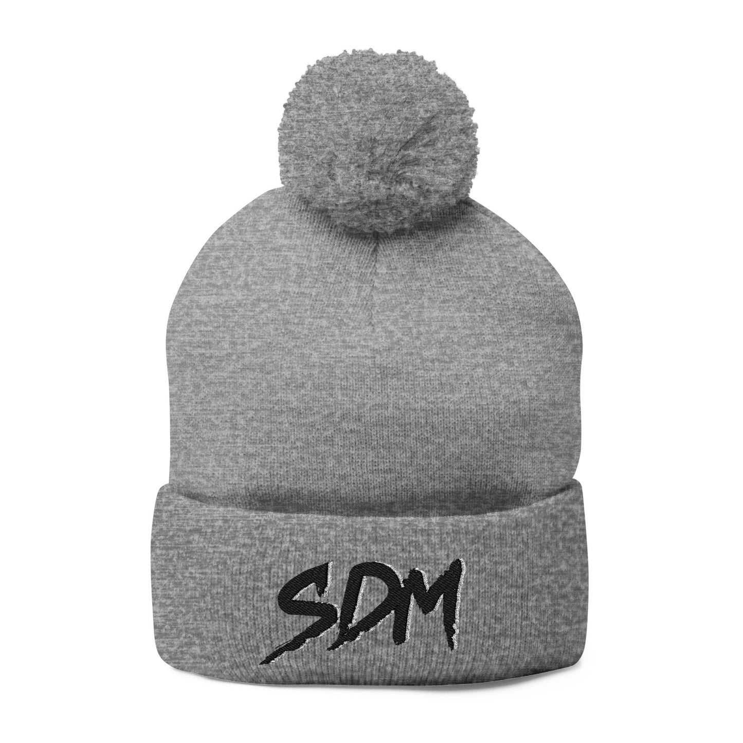 SDM 2 Color Black Logo Pom-Pom Beanie