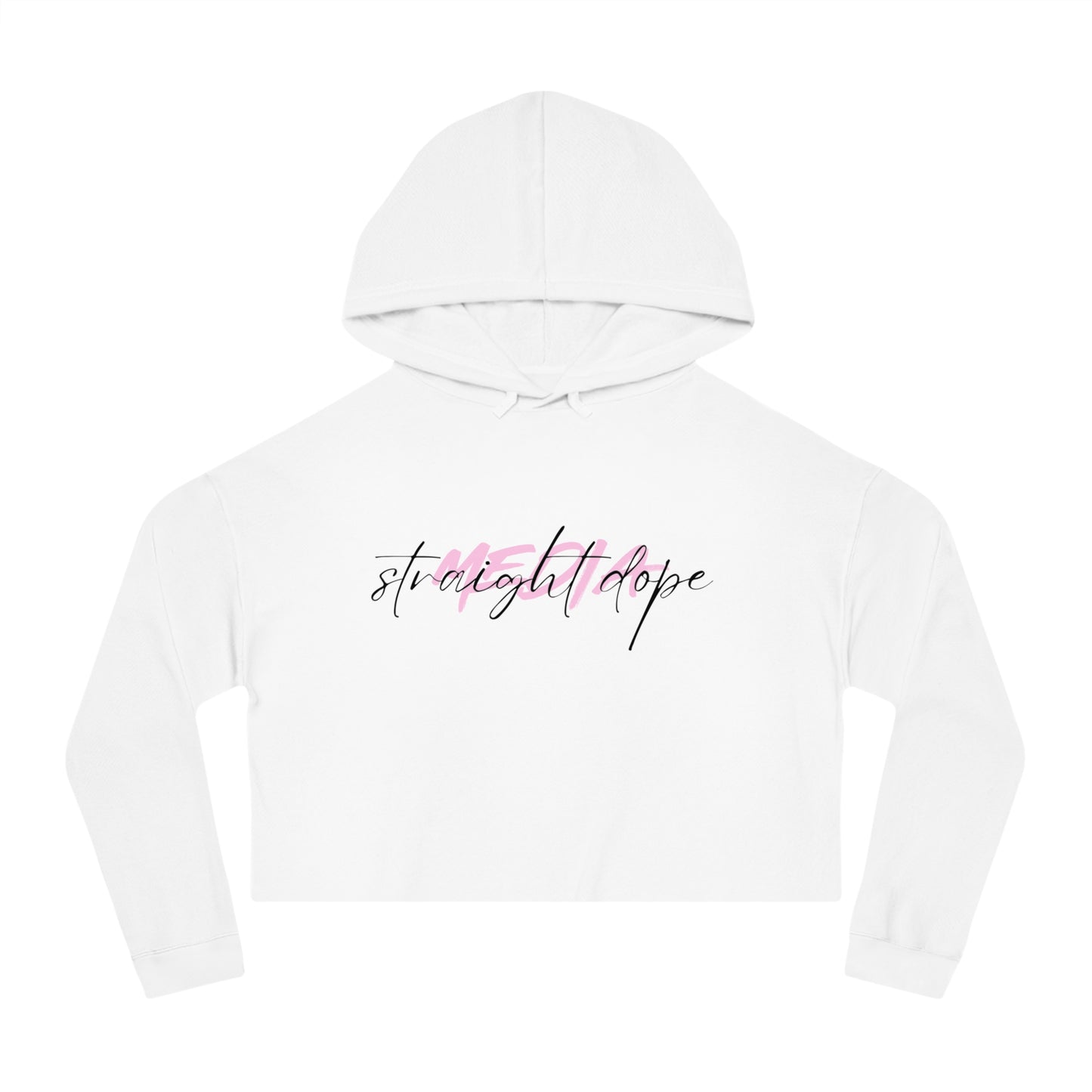 Straight Dope Media Black Script on Pink Cropped Hoodie
