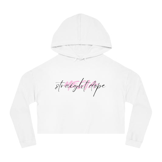 Straight Dope Media Black Script on Pink Cropped Hoodie