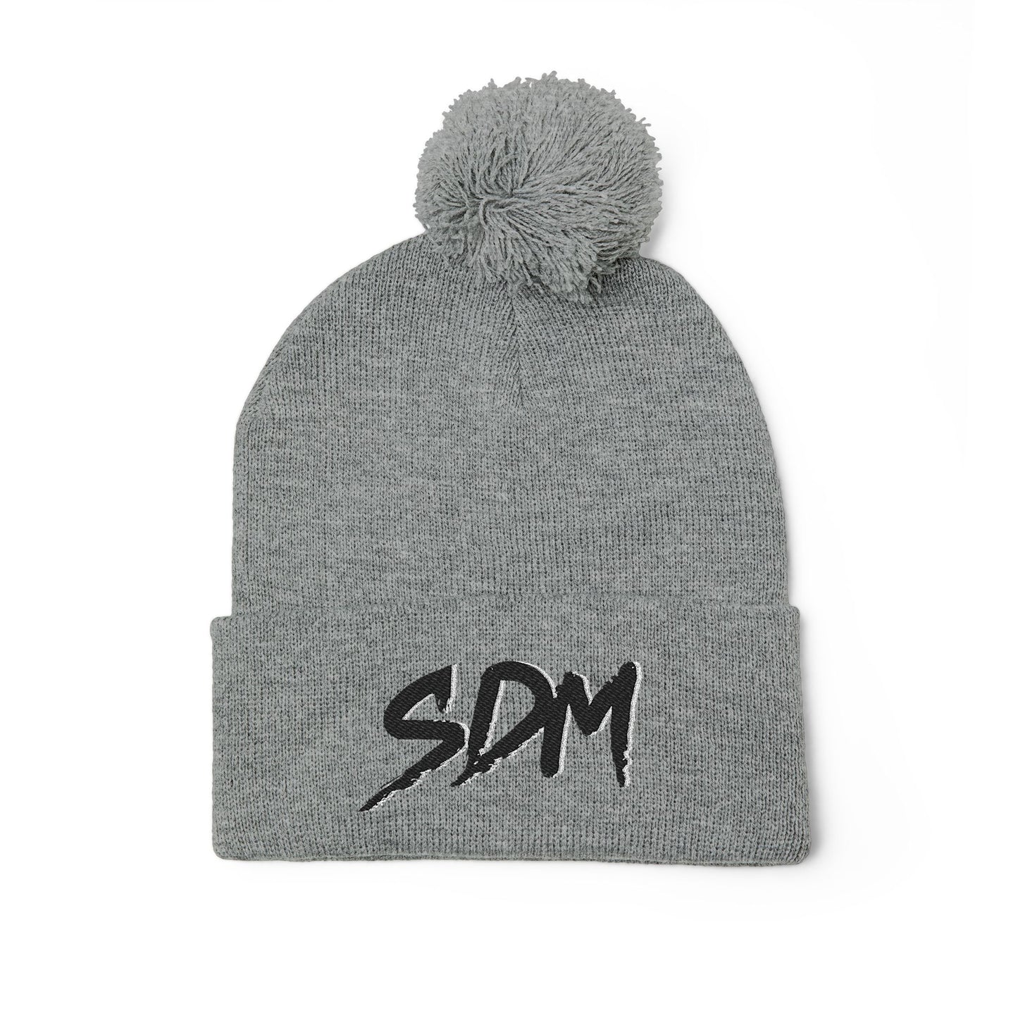 SDM 2 Color Black Logo Pom-Pom Beanie