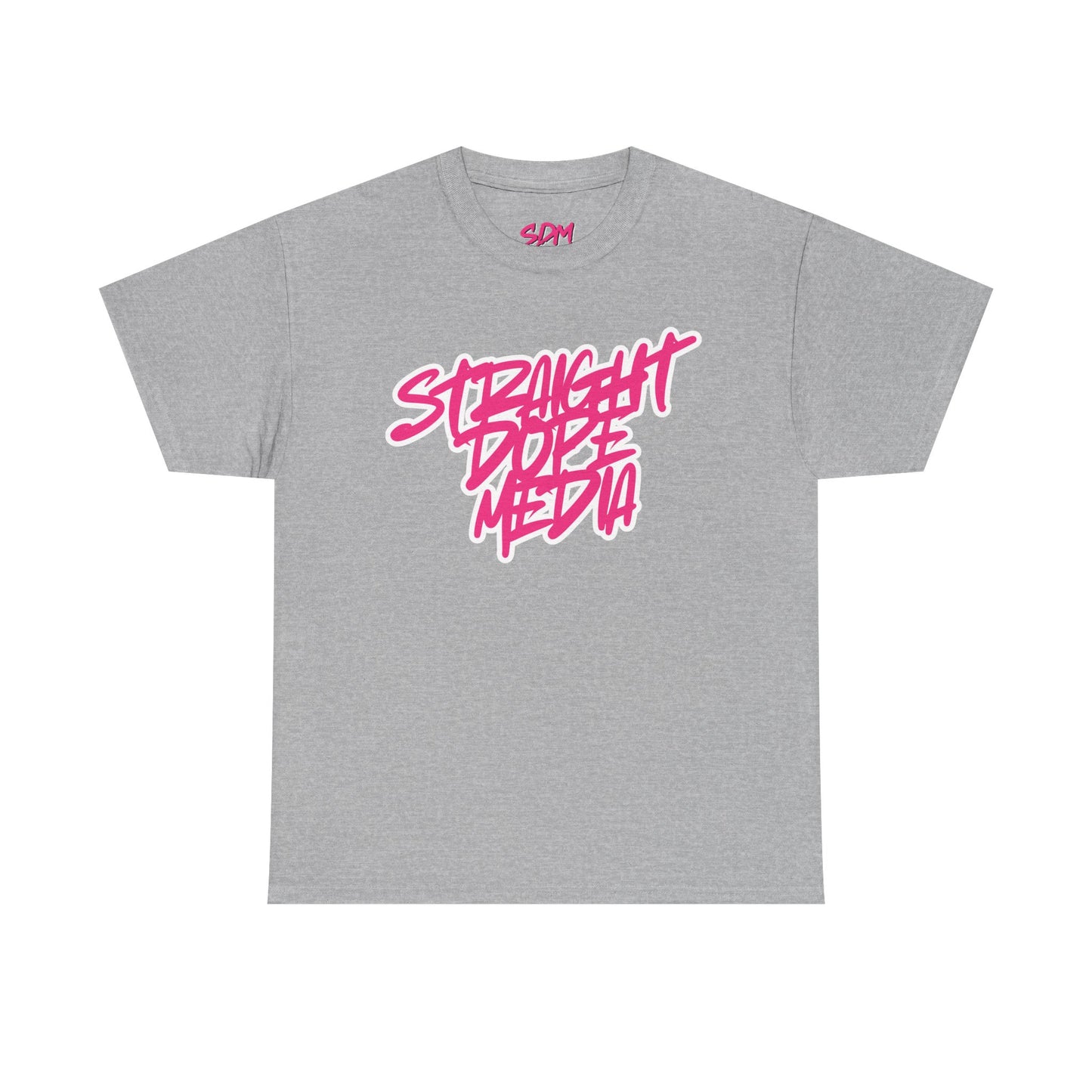 Straight Dope Media Graffiti Script Pink Text Tee