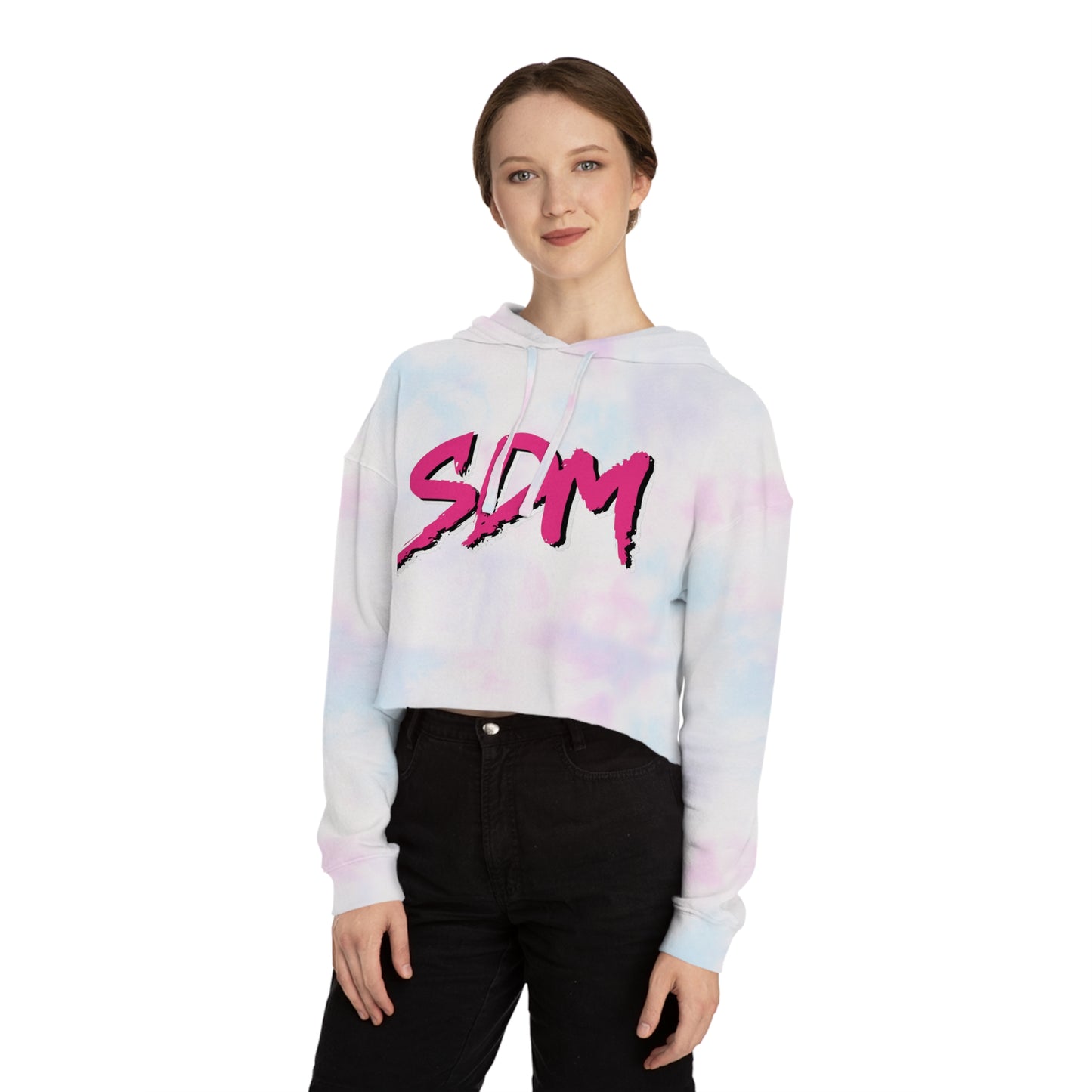 SDM Pink Text Cropped Hoodie