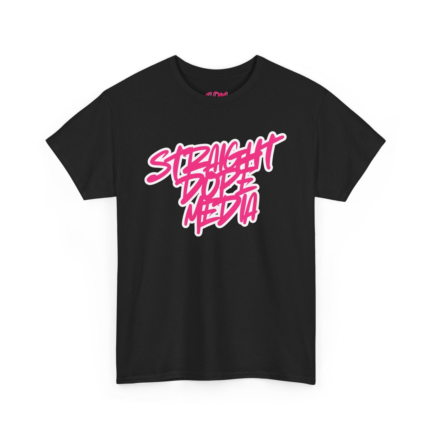Straight Dope Media Graffiti Script Pink Text Tee