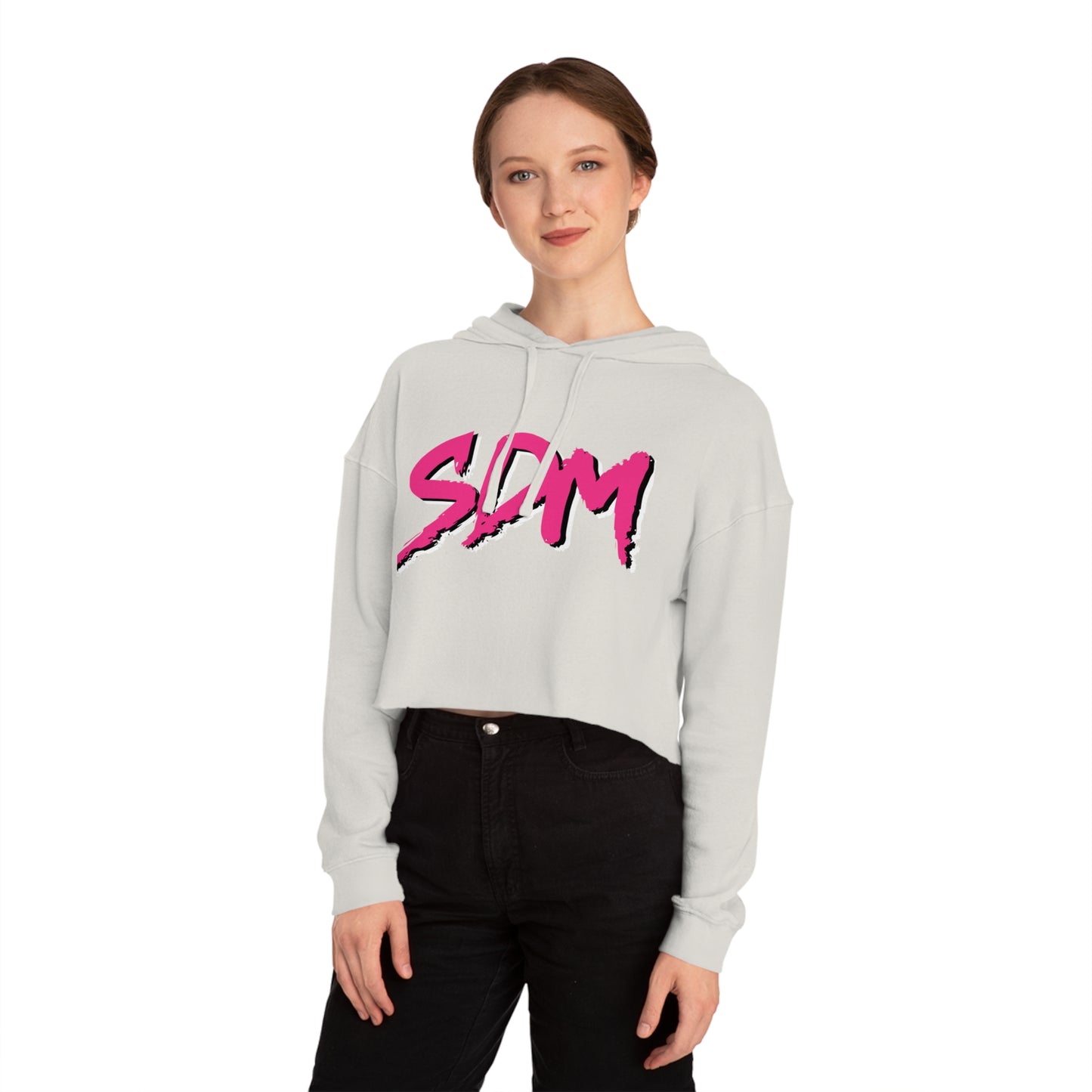 SDM Pink Text Cropped Hoodie