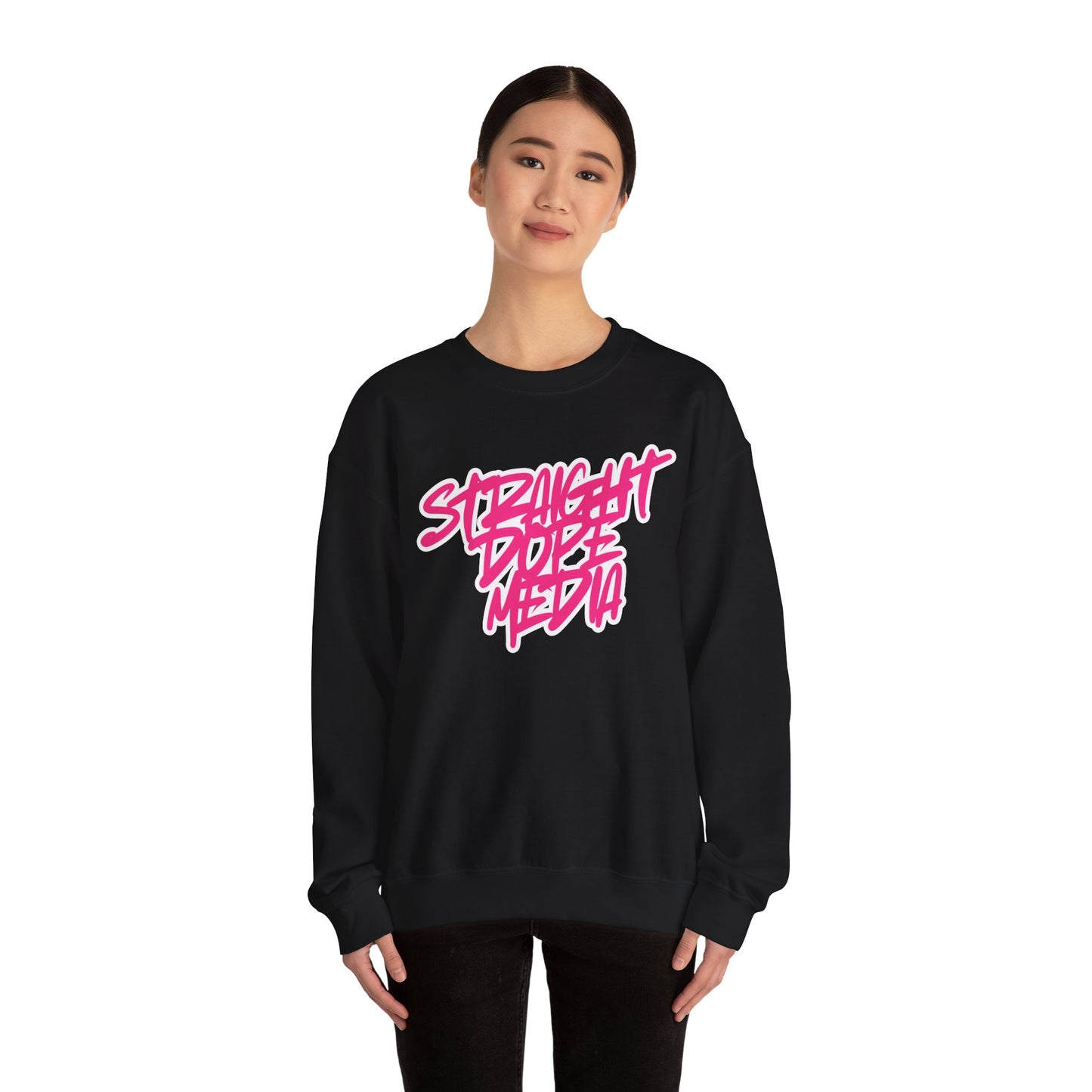 Straight Dope Media Graffiti Script Pink Text Sweatshirt