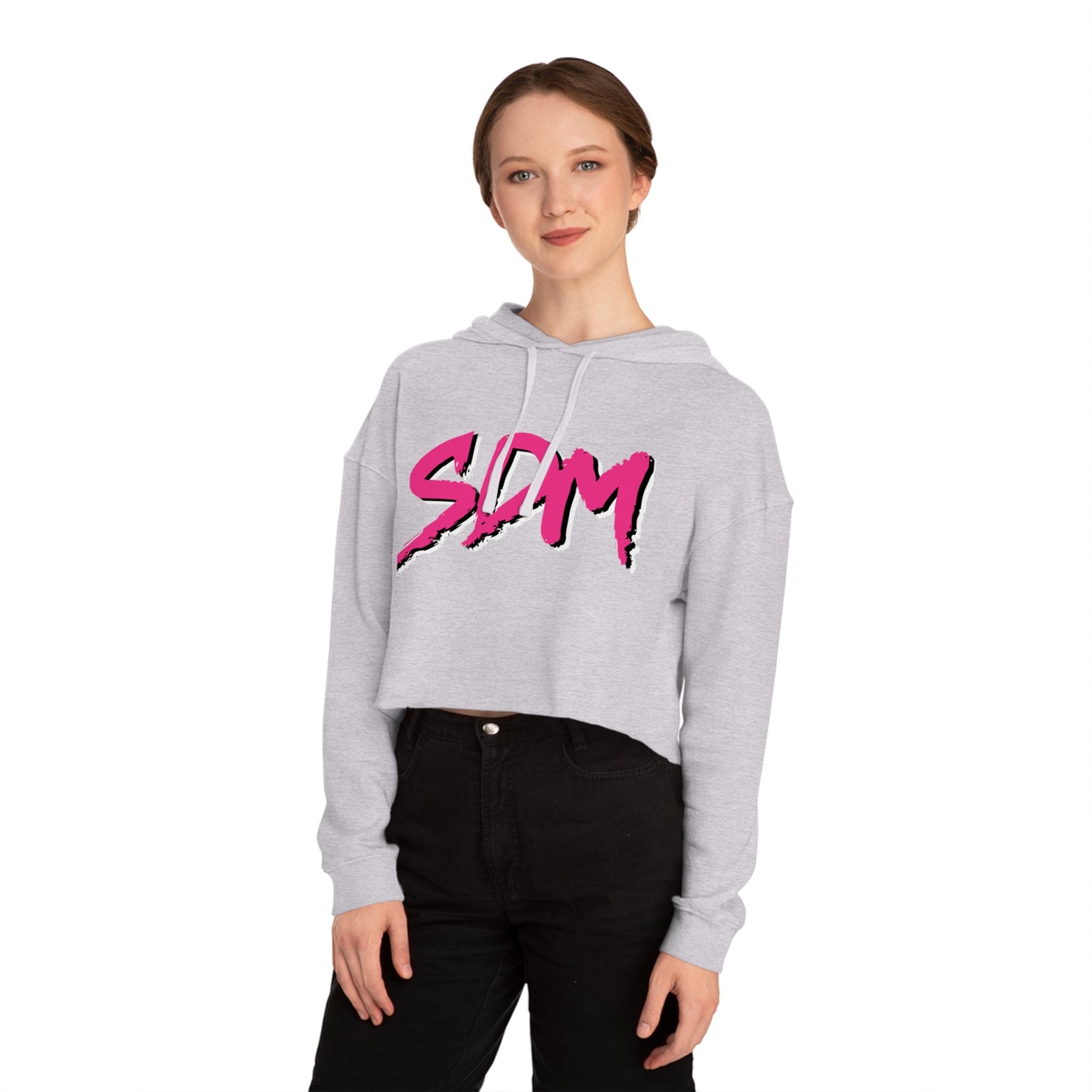 SDM Pink Text Cropped Hoodie