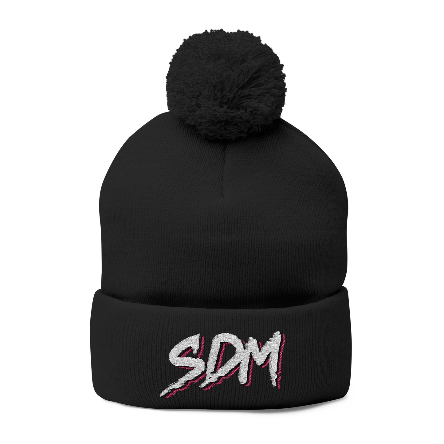 SDM 3 Color White Logo Pom-Pom Beanie