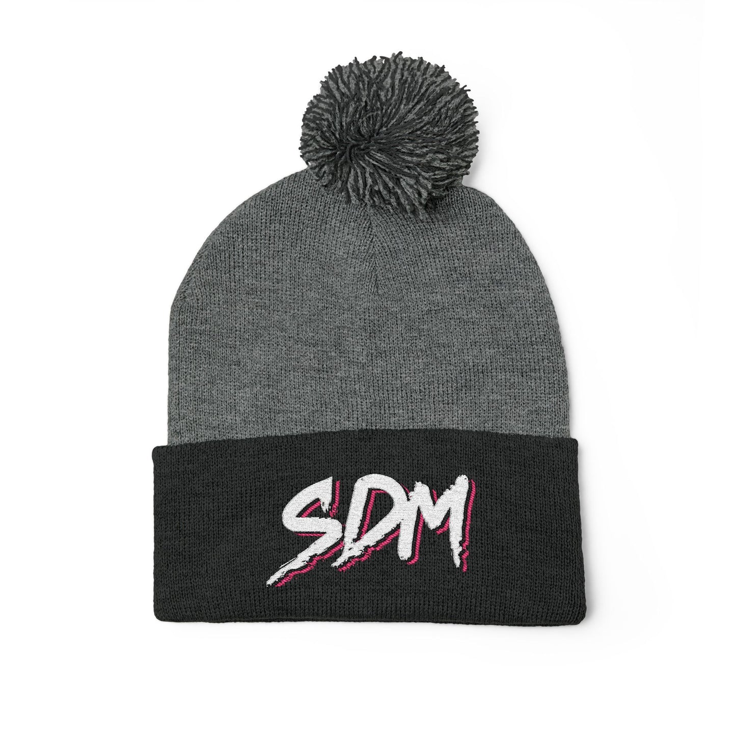 SDM 3 Color White Logo Pom-Pom Beanie