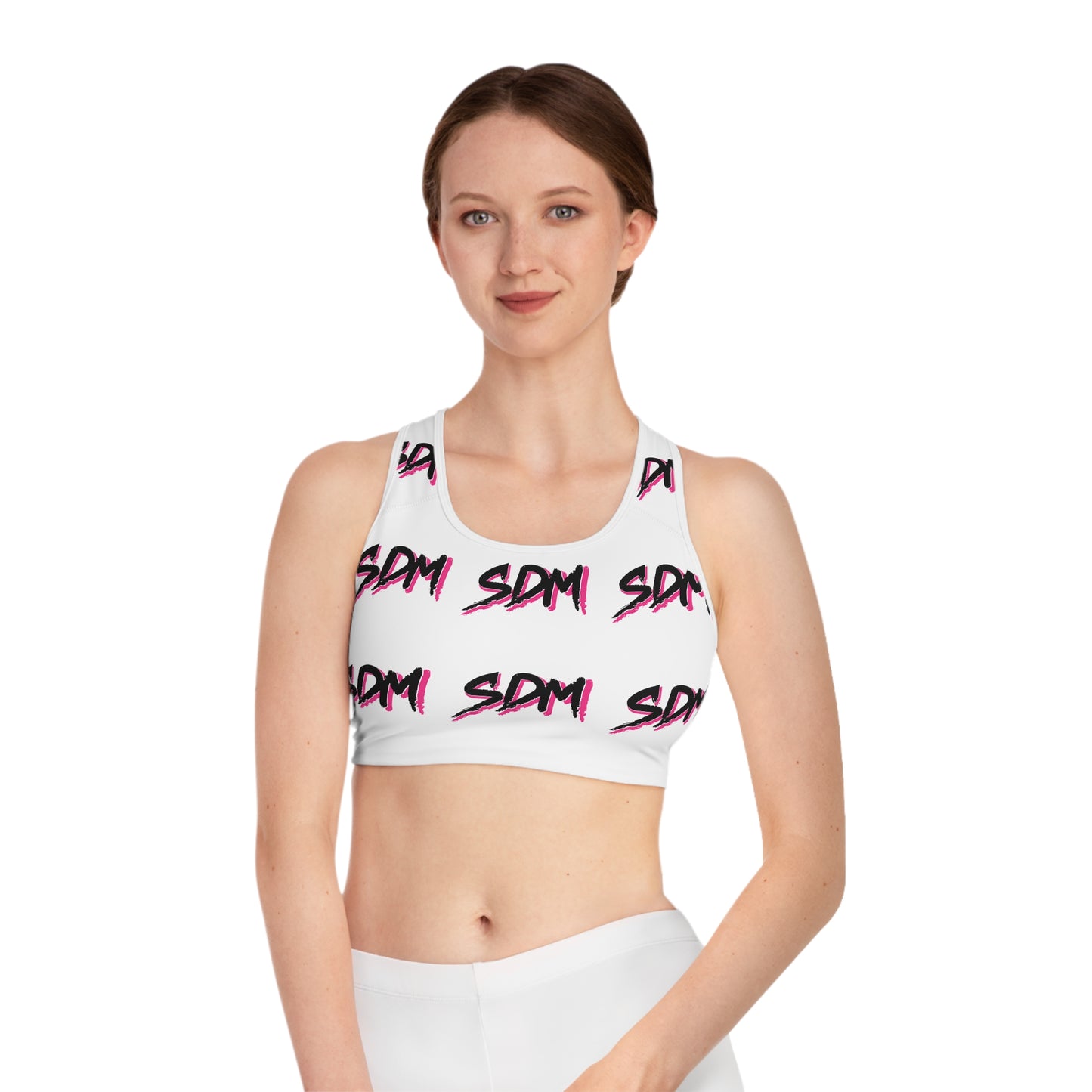 SDM 3 Color Logo on White AO Sports Bra