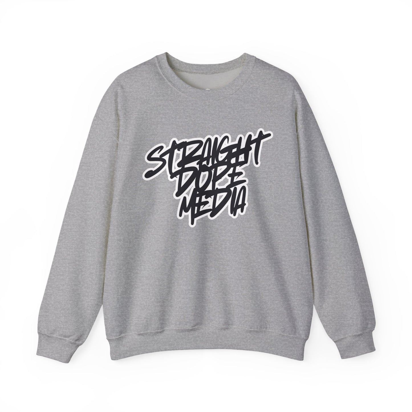 Straight Dope Media Graffiti Script Black Text Sweatshirt