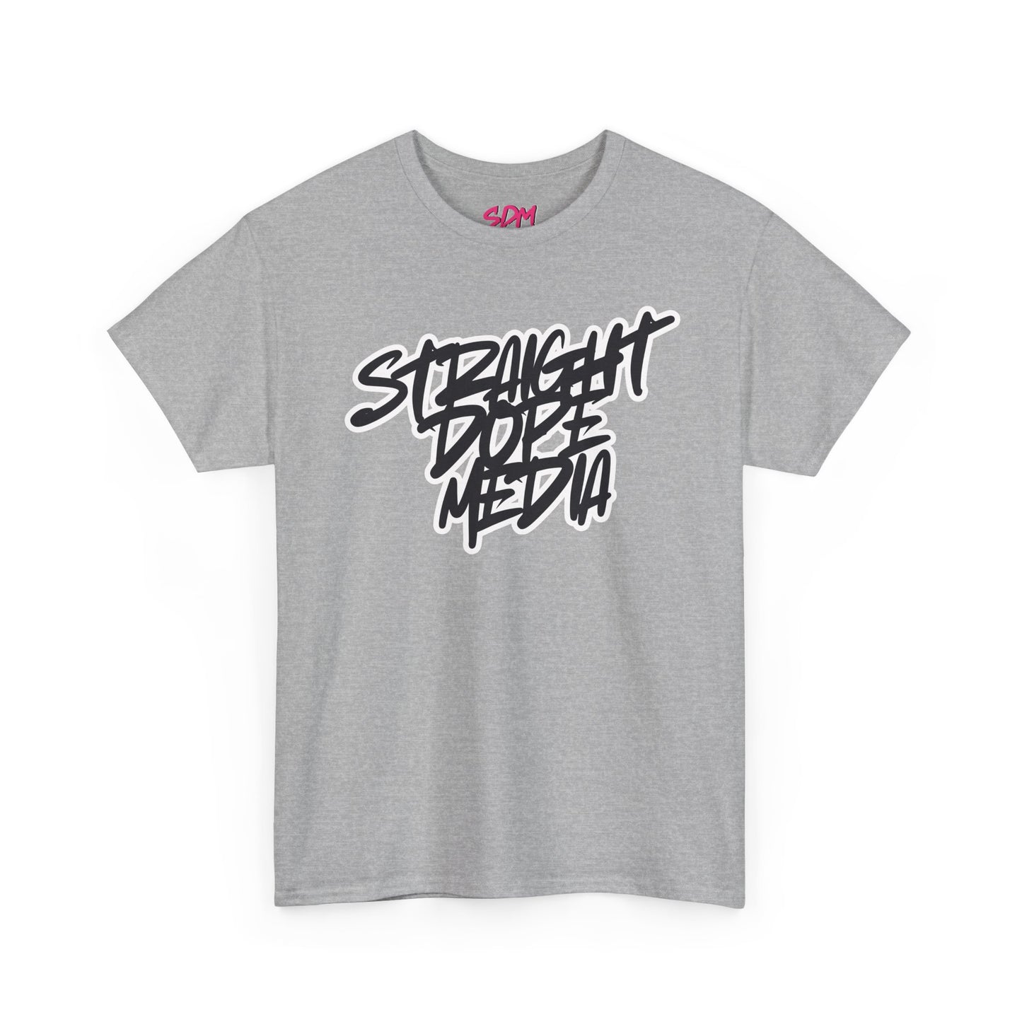 Straight Dope Media Graffiti Script Black Text Tee