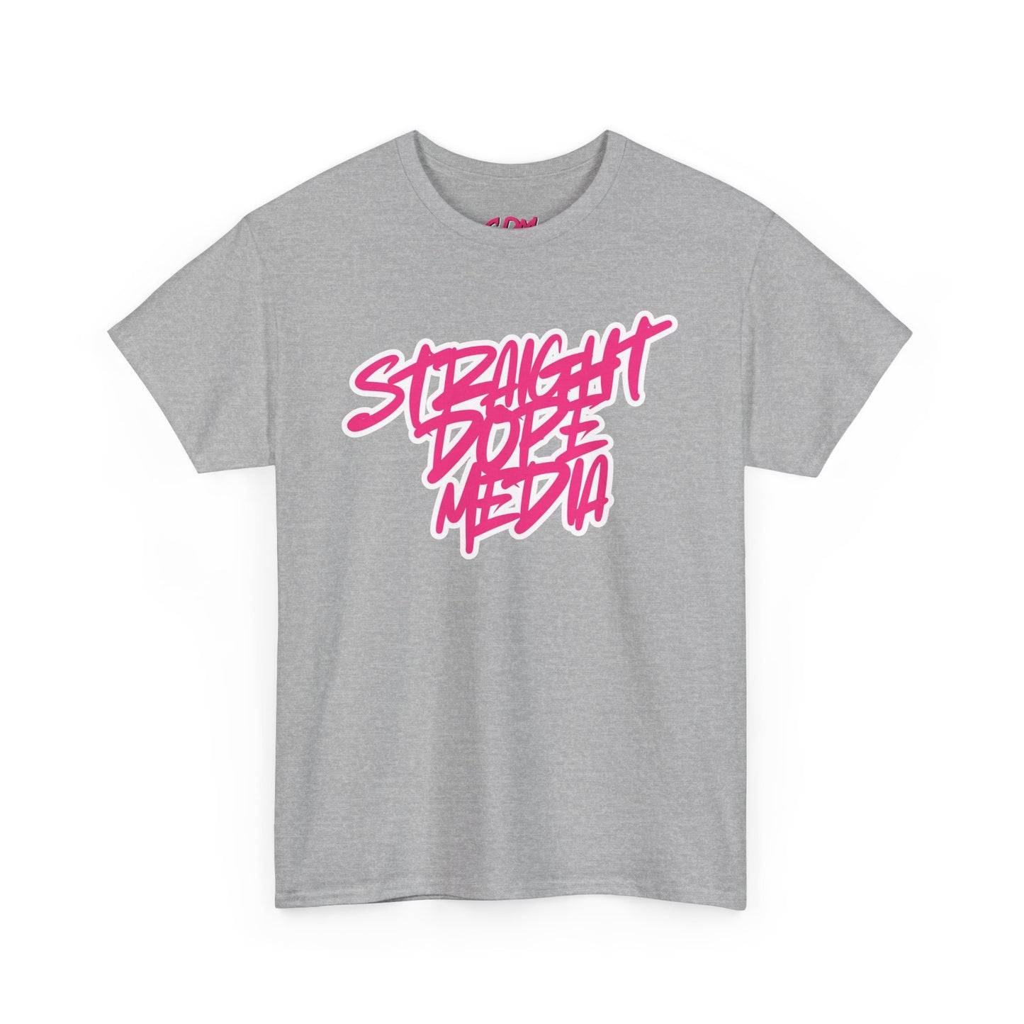 Straight Dope Media Graffiti Script Pink Text Tee