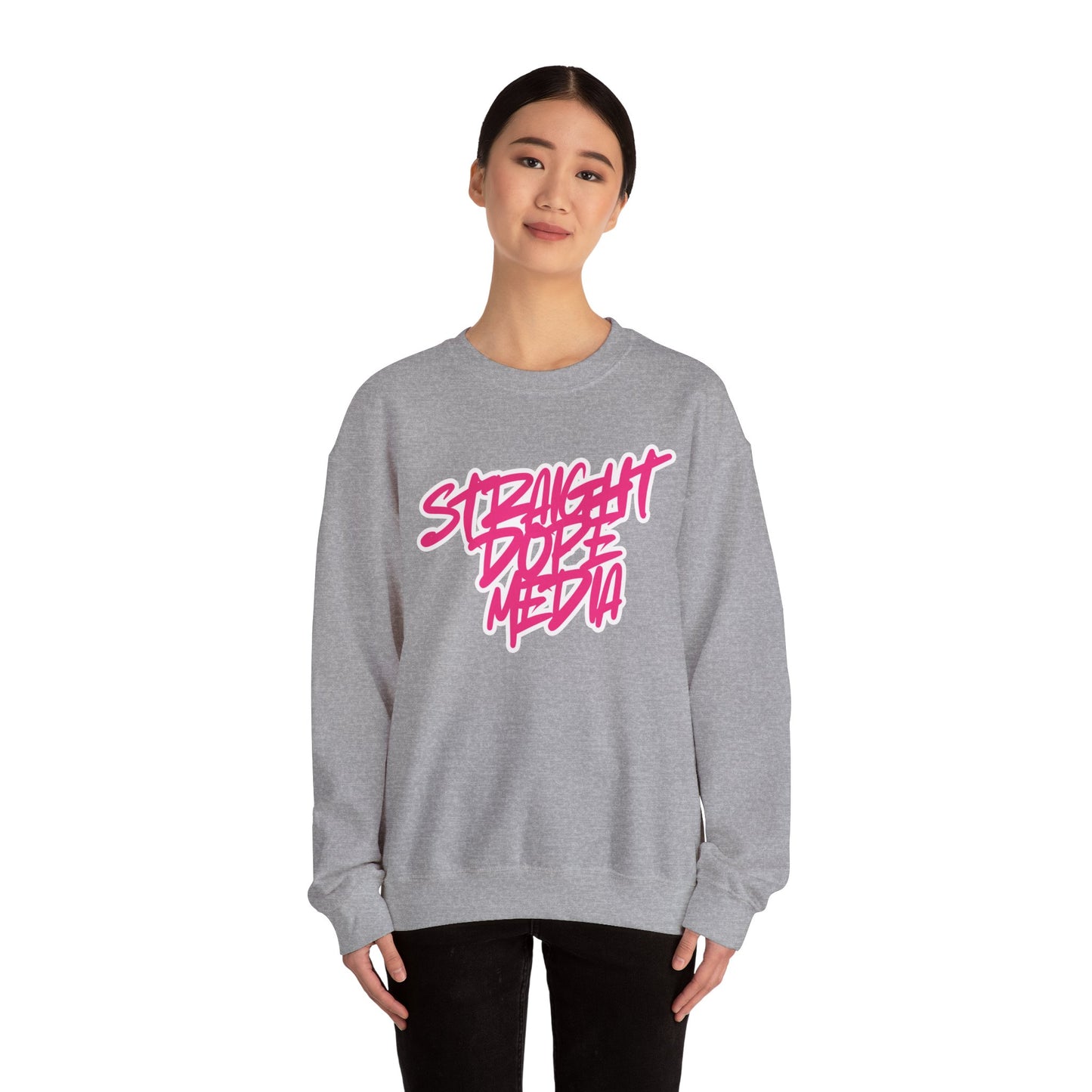 Straight Dope Media Graffiti Script Pink Text Sweatshirt
