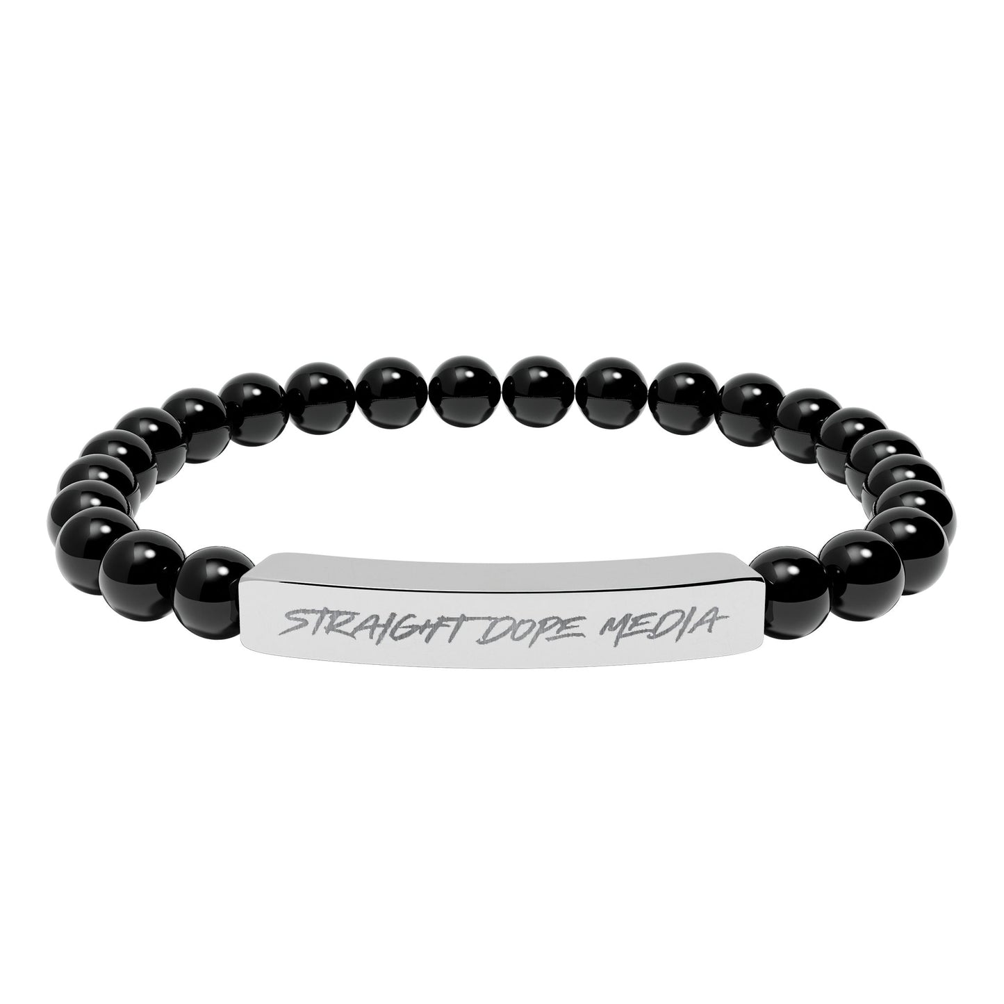 SDM Engraved Natural Stone Stretch Bar Bracelet