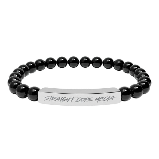 SDM Engraved Natural Stone Stretch Bar Bracelet