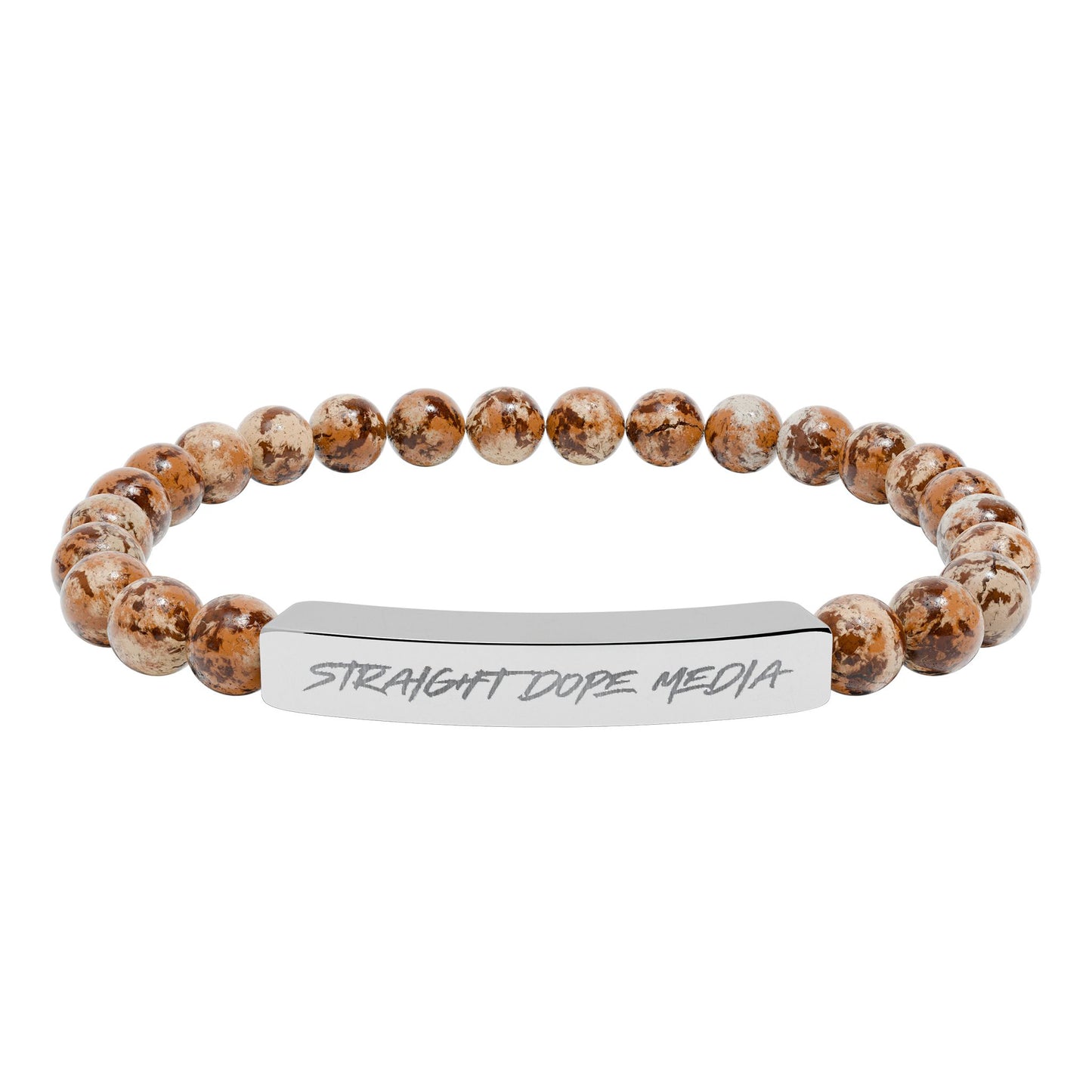 SDM Engraved Natural Stone Stretch Bar Bracelet