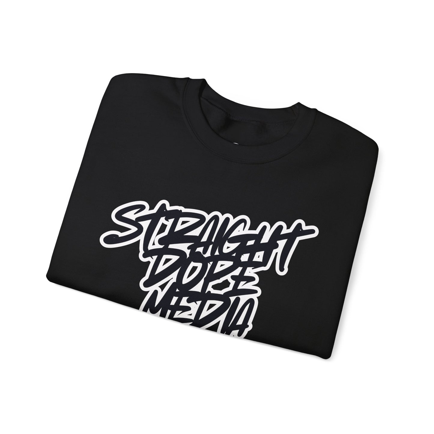 Straight Dope Media Graffiti Script Black Text Sweatshirt