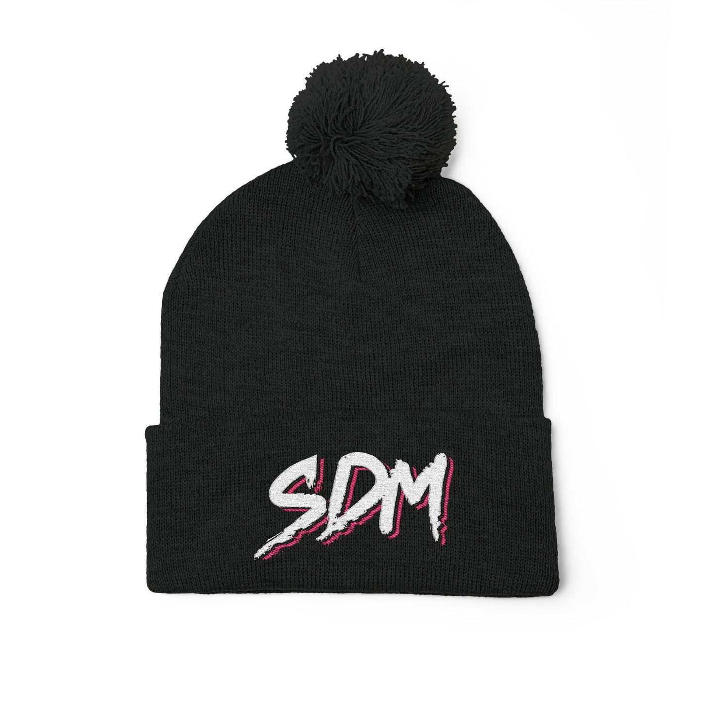 SDM 3 Color White Logo Pom-Pom Beanie