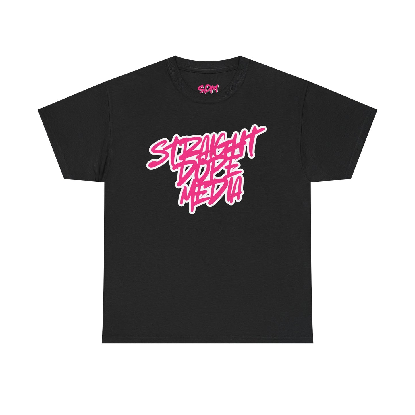 Straight Dope Media Graffiti Script Pink Text Tee