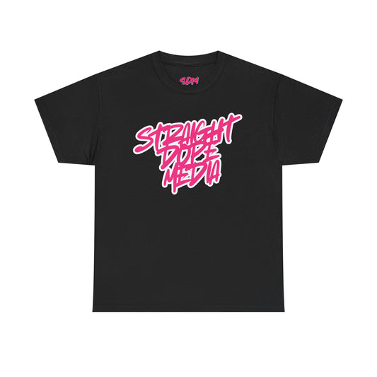 Straight Dope Media Graffiti Script Pink Text Tee