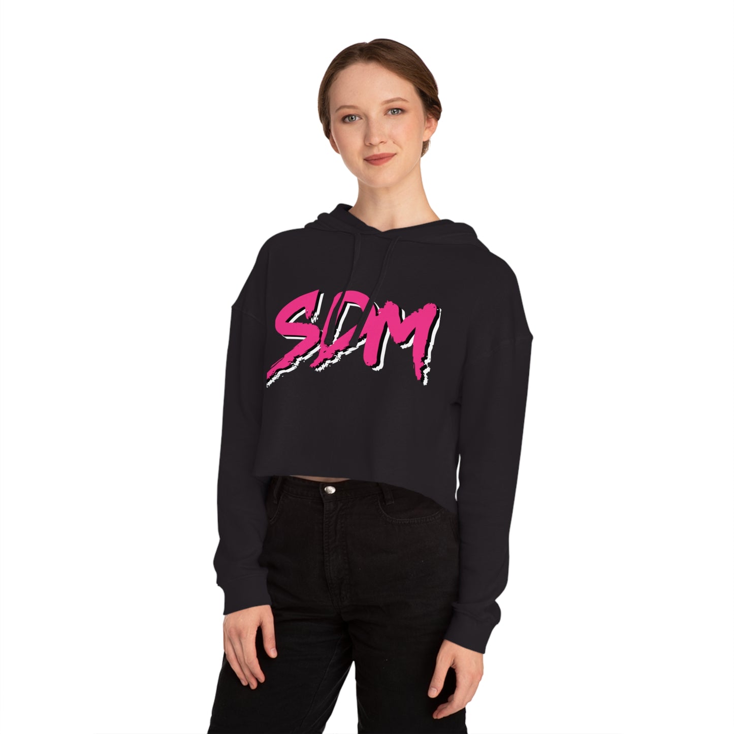 SDM Pink Text Cropped Hoodie