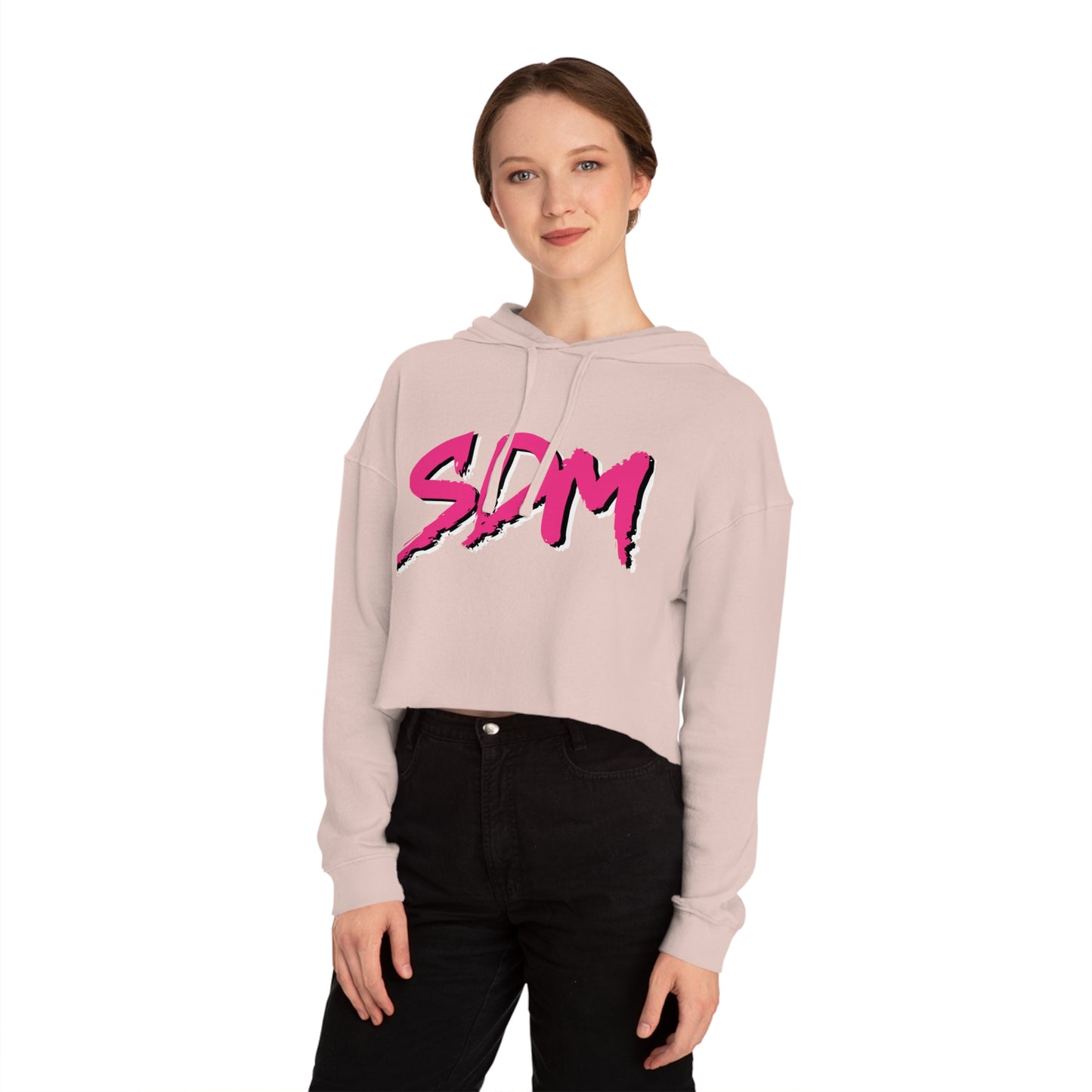 SDM Pink Text Cropped Hoodie