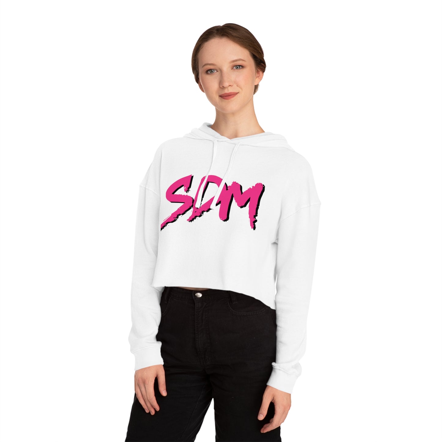 SDM Pink Text Cropped Hoodie