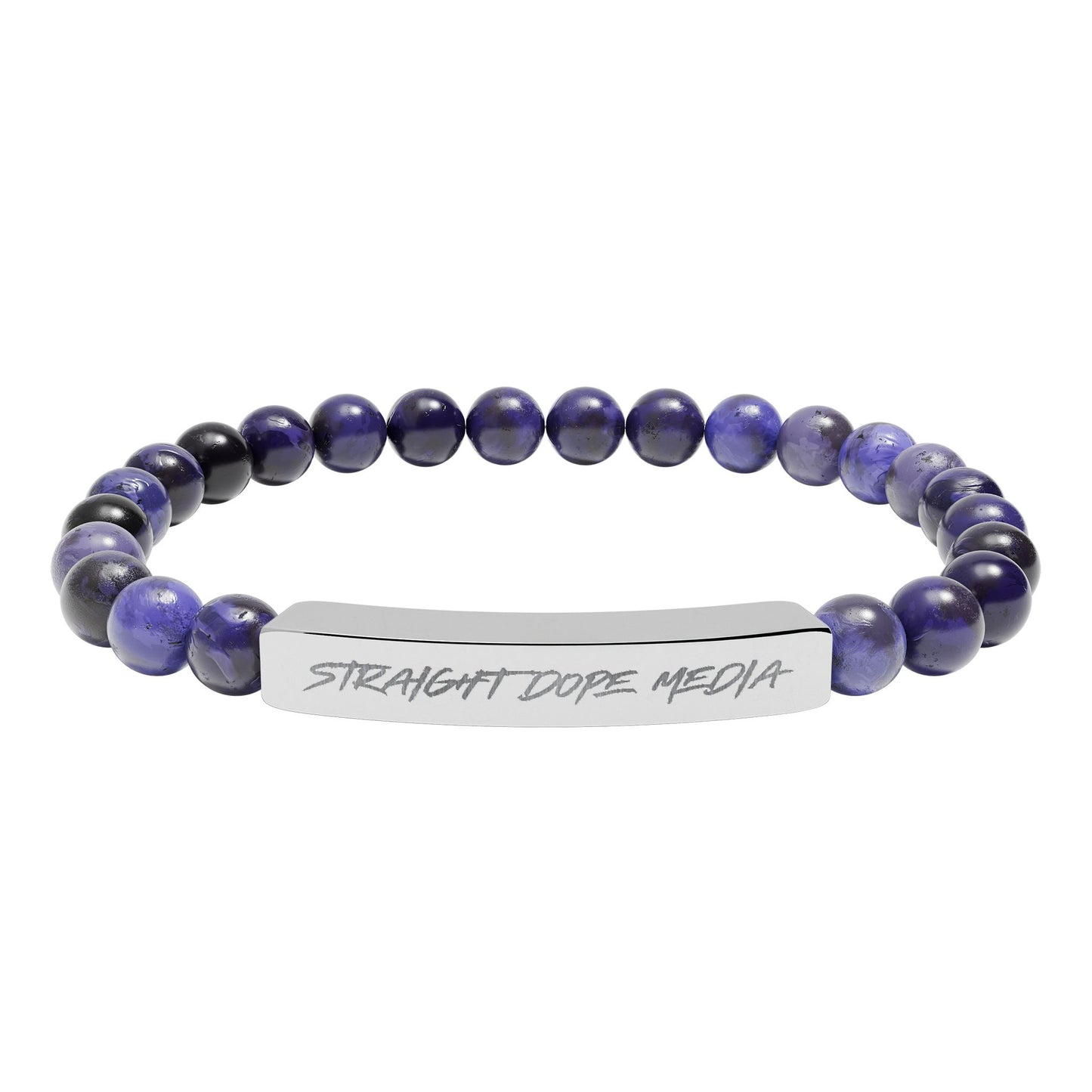 SDM Engraved Natural Stone Stretch Bar Bracelet