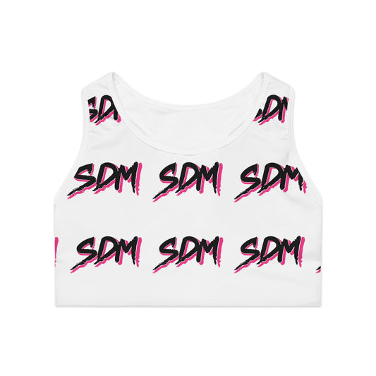SDM 3 Color Logo on White AO Sports Bra