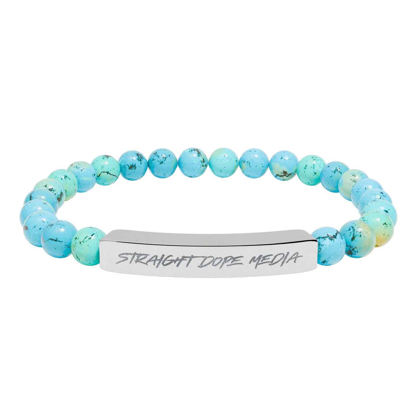 SDM Engraved Natural Stone Stretch Bar Bracelet