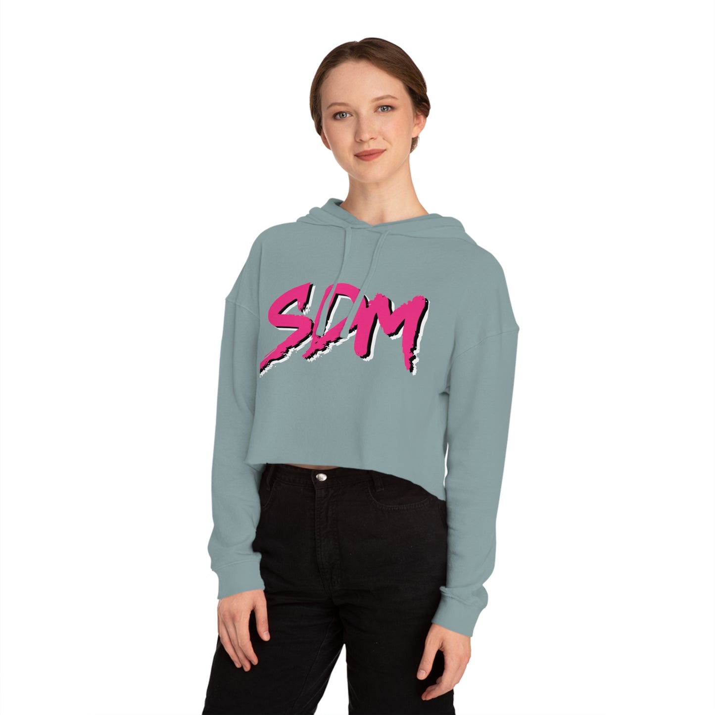 SDM Pink Text Cropped Hoodie
